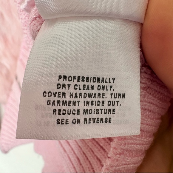 St John Sport Lamb Fur Cable Knit Zip Jacket Pink Heart Pull Sweater Small Y2K - Picture 8 of 11